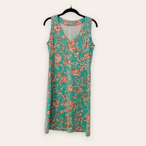 Barbara Gerwit Women's Teal and Coral V-neck A-line Dress, size XS